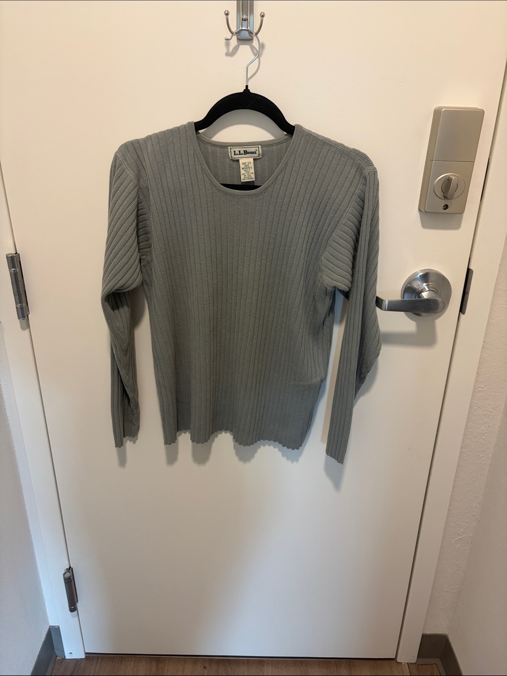 Authentic Y2K L.L.Bean 100% Cotton Ribbed Knit Sweater Sage Green Women’s Medium